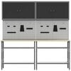 vidaXL Arbeidsbenksett med hylle med l&aring;s 8 pcs Gr&aring; Pulverlakkert st&aring;l