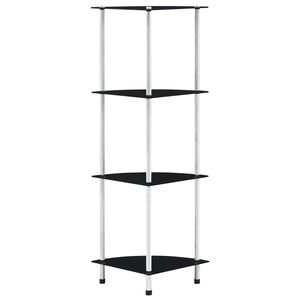 vidaXL Hylle 4 etasjer svart 30x30x100 cm herdet glass