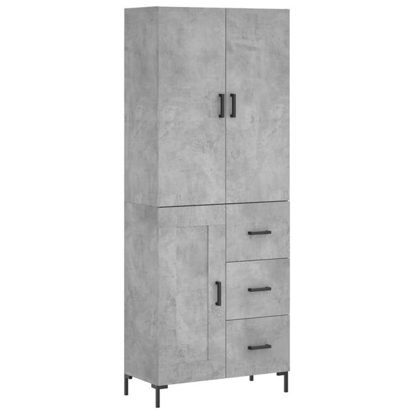 vidaXL Highboard betonggr&aring; 69,5x34x180 cm konstruert tre