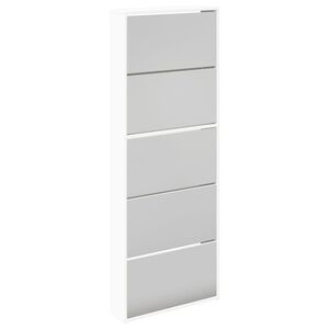 vidaXL Skoskap 5 hyller speil hvit 63x17x169,5 cm