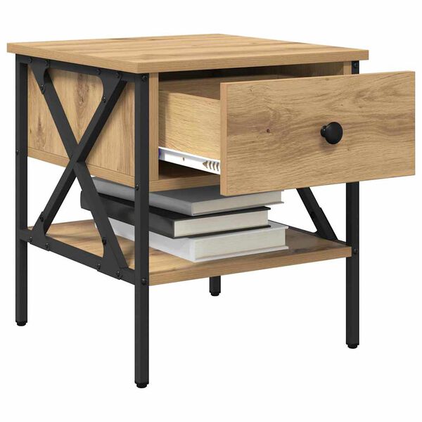 vidaXL Nattbord med skuff 2 pcs artisan eik 40 x 42 x 45 cm