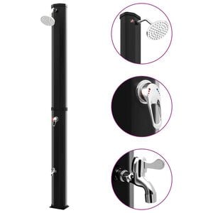 vidaXL Utendørs soldrevet dusj med dusjhode og kran 35 L svart