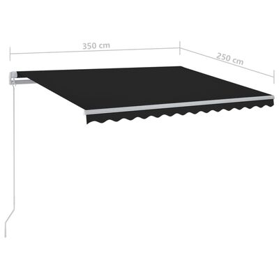 vidaXL Automatisk uttrekkbar markise med stolper 3,5x2,5 m antrasitt