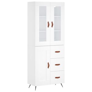 vidaXL Highboard hvit 69,5x34x180 cm konstruert tre
