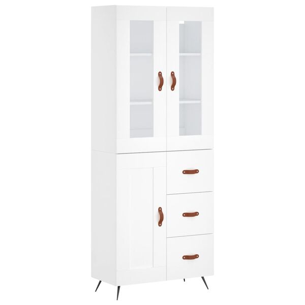 vidaXL Highboard hvit 69,5x34x180 cm konstruert tre