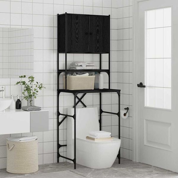 vidaXL Vaskemaskinskap Svart 0ak 68 x 48,5 x 194 cm Konstruert tre