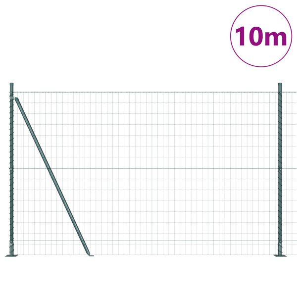 vidaXL Gjerde med stolpe gr&oslash;nn 1,4 x 10 m St&aring;l og PVC