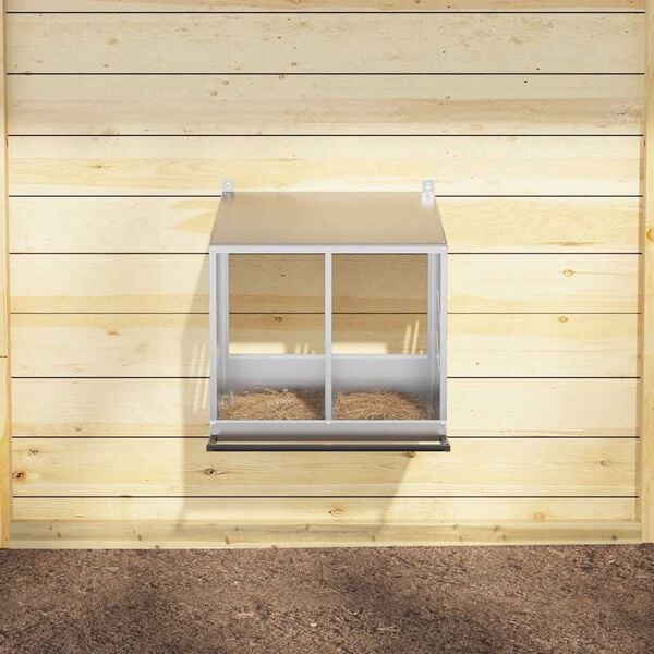 vidaXL kyllinghekkeboks med 2 rom galvanisert sølvmetall