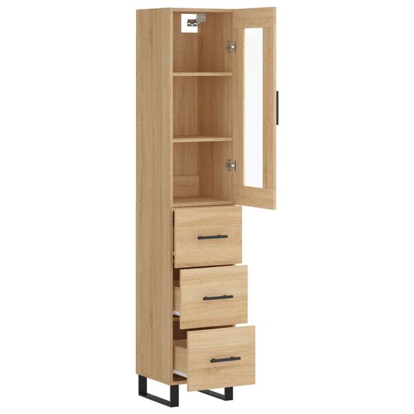 vidaXL Highboard sonoma eik 34,5x34x180 cm konstruert tre