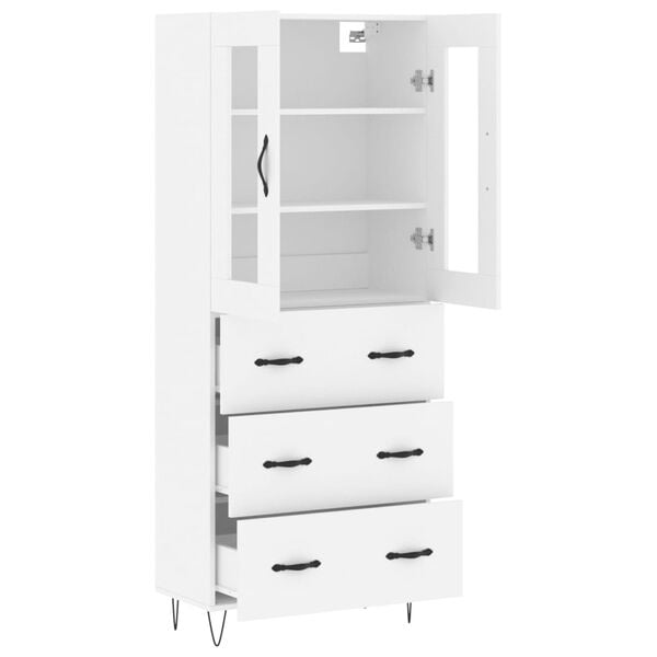 vidaXL Highboard hvit 69,5x34x180 cm konstruert tre