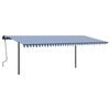 vidaXL Manuell uttrekkbar markise med stolper 6x3 m bl&aring; og hvit