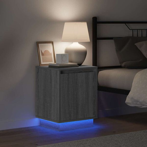 vidaXL Nattbordskap Gr&aring; 39 x 34,5 x 50 cm Konstruert tre