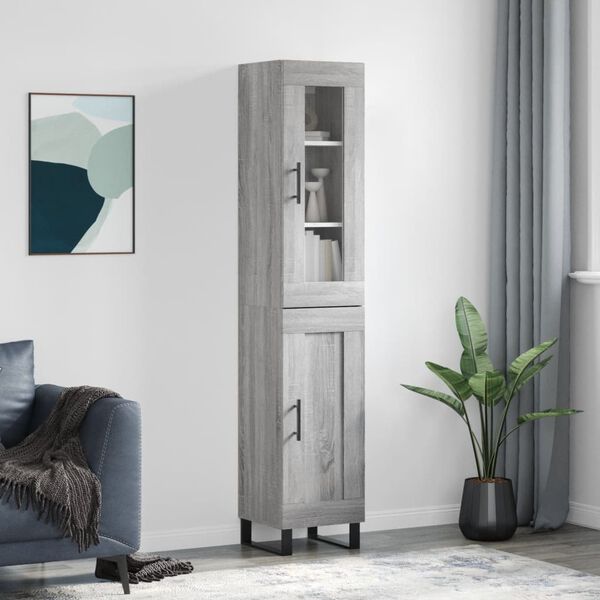 vidaXL Highboard gr&aring; sonoma 34,5x34x180 cm konstruert tre
