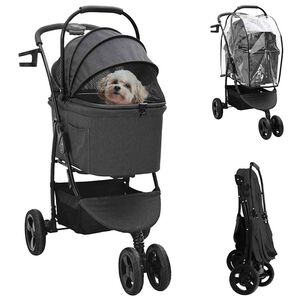 vidaXL Sammenleggbar kj&aelig;ledyrvogn Svart 78 x 54 x 101 cm Polyester