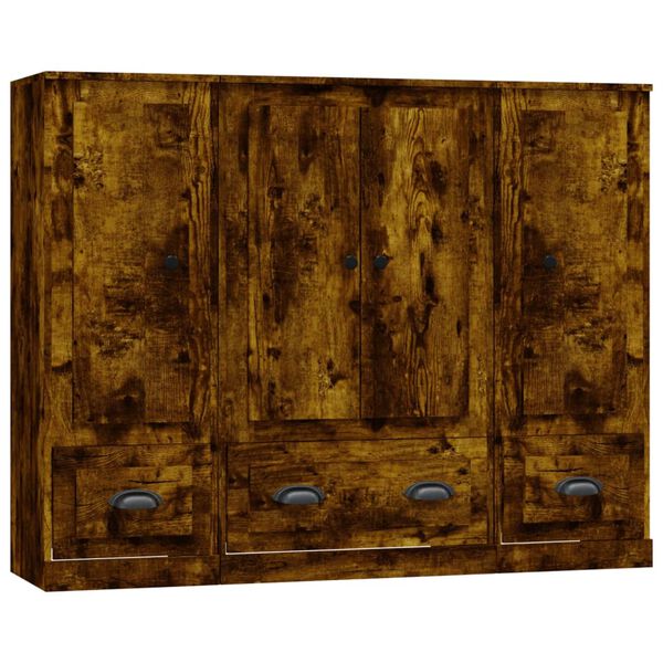 vidaXL Highboards 3 stk r&oslash;kt eik konstruert tre