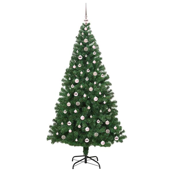 vidaXL Kunstig juletre med 300 LED gr&oslash;nn 240 cm PVC og St&aring;l og Plast