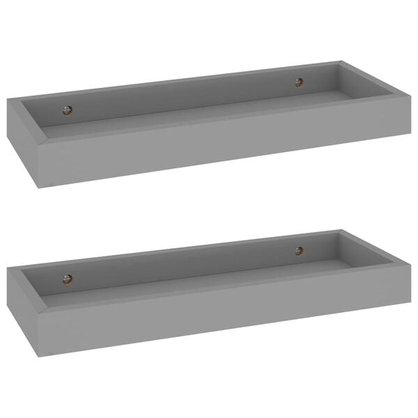vidaXL Loggia-vegghyller 2 stk gr&aring; 40x15x4 cm MDF