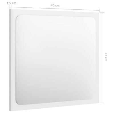 vidaXL Baderomsspeil høyglans hvit 40x1,5x37 cm sponplate