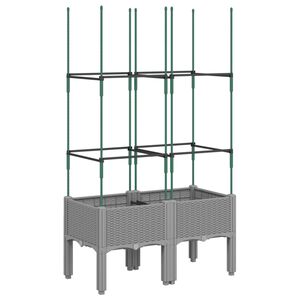 vidaXL Plantekasse med espalier lysegr&aring; 80x40x142,5 cm PP