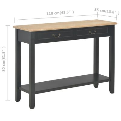 vidaXL Konsollbord svart 110x35x80 cm tre
