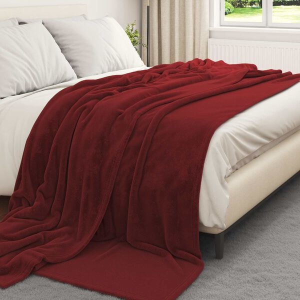 vidaXL Kastteppe Bordeaux R&oslash;d 220 x 240 cm Fleece