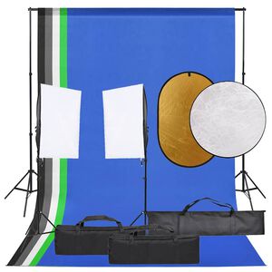 vidaXL Fotostudiosett med lyssett, bakgrunn og reflektor