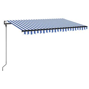 vidaXL Uttrekkbar markise Bl&aring; og hvit 400 &times; 300 cm Polyester