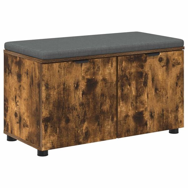 vidaXL Gangbenk med pute med lagring med d&oslash;r R&oslash;kt eik 80 x 46 x 46 cm