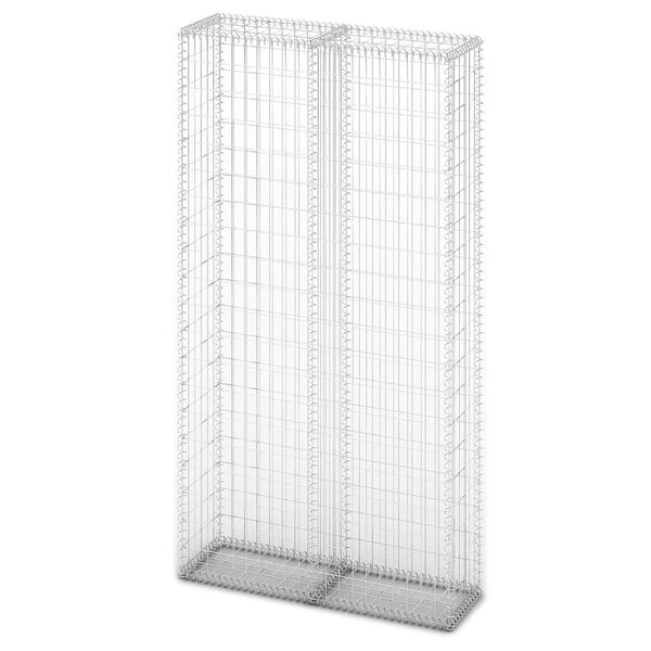 vidaXL Hagegabionvegg med glasstein og LED-lampe 85x30x200 cm