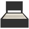 vidaXL Sengestamme med skuff Svart og s&oslash;lv 90 x 200 cm Konstruert tre