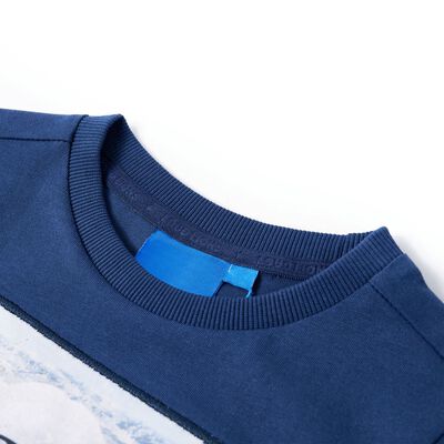 T-skjorte for barn med lange ermer jeans marineblå 92