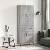 vidaXL Highboard gr&aring; sonoma 69,5x34x180 cm konstruert tre