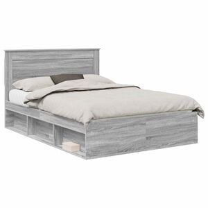 vidaXL Sengestamme med hodegjerde Gr&aring; Sonoma 140 x 190 cm Massiv furu