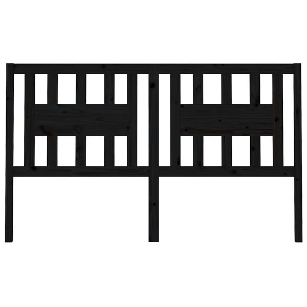 vidaXL Sengegavl svart 126x4x100 cm heltre furu