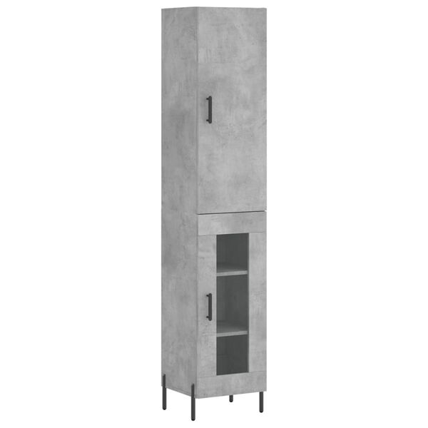 vidaXL Highboard betonggr&aring; 34,5x34x180 cm konstruert tre