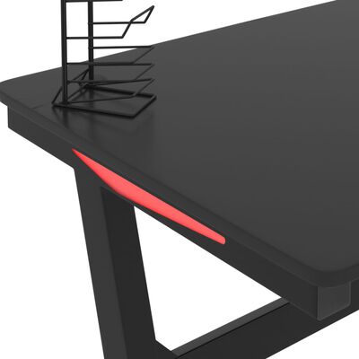 vidaXL Gamingbord LED med Z-formede ben svart 90x60x75 cm
