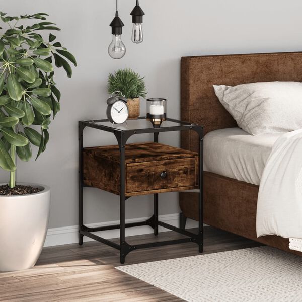 vidaXL Nattbord r&oslash;kt eik 40x40x55 cm konstruert tre