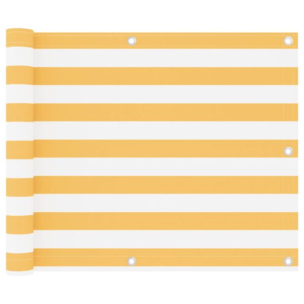 vidaXL Balkongskjerm hvit og gul 75x500 cm oxfordstoff