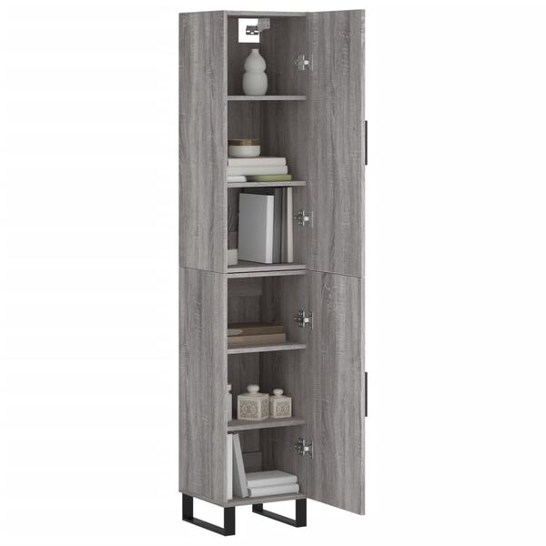 vidaXL Highboard grå sonoma 34,5x34x180 cm konstruert tre
