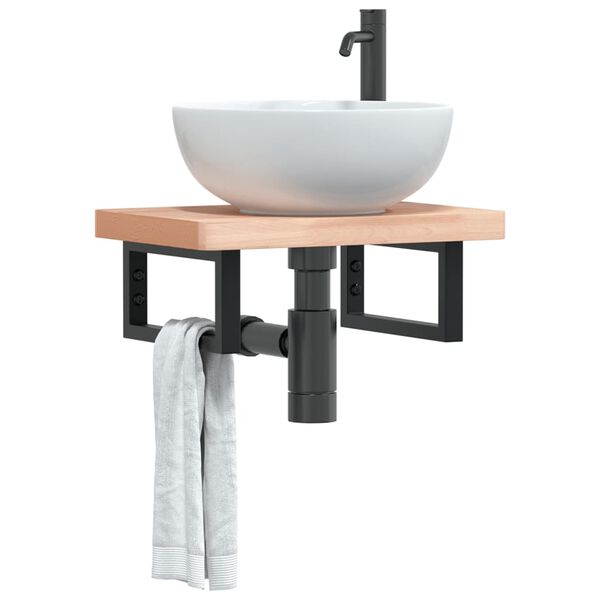 vidaXL Hyllebraketter for servant 2 stk svart rektangulært stål