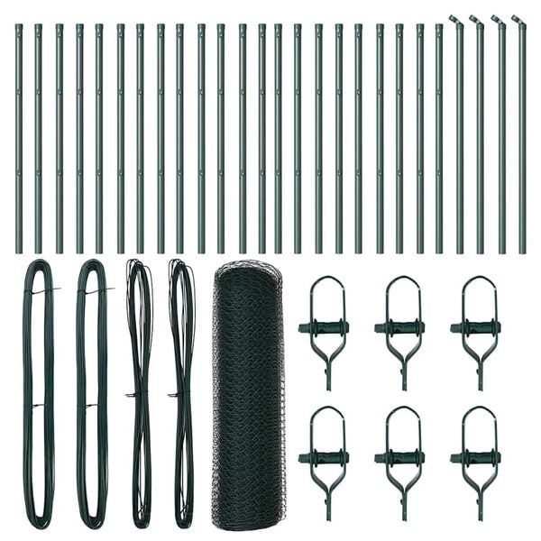 vidaXL Gjerdep&aring;le gr&oslash;nn 50 x 0,5 m (25 mm nett) St&aring;l og PVC