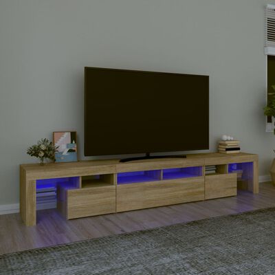 vidaXL TV-benk med LED-lys sonoma eik 230x36,5x40 cm