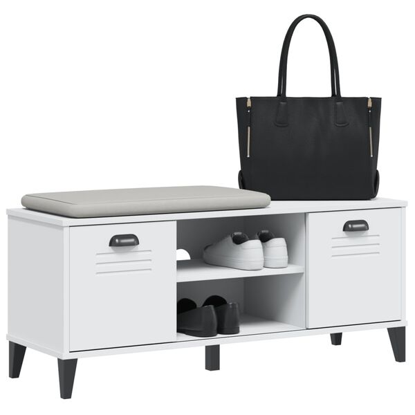 vidaXL Skobenk VIKEN hvit 106x35x45 cm konstruert tre