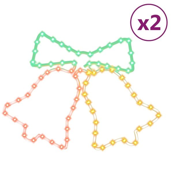vidaXL Juleklokkefigurer med 72 LED 2 stk lysdioder 50x56 cm