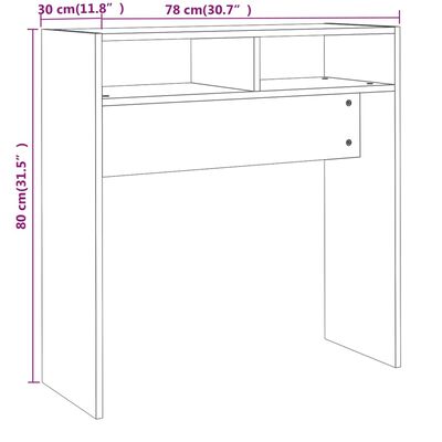 vidaXL Konsollbord grå sonoma 78x30x80 cm konstruert tre