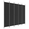 vidaXL Romdeler 5 paneler svart 250x220 cm stoff