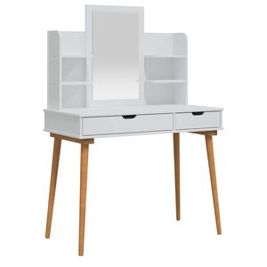 vidaXL Sminkebordsett FAUSKE 4 stk. Hvit 100 x 50 x 143 cm
