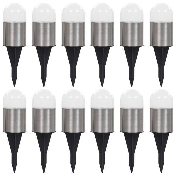 vidaXL Soldrevet bakkelys 12 stk LED-lys hvit