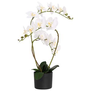 vidaXL Kunstig orkid&eacute;plante med potte Hvit 45 x 15 x 65 cm