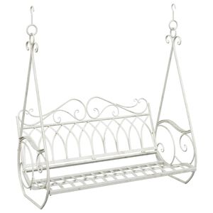 vidaXL Svingbenk St&aring;l 112 x 60 x 126,5 cm Antikk hvit